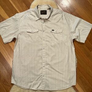 Howler Bros striped cotton-poly blend western pearl snap shirt